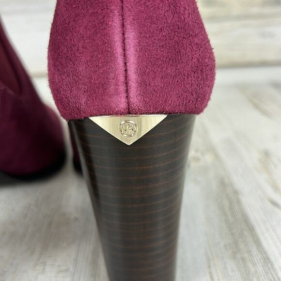 Michael Kors Lottie Women’s 10 Berry Suede Block Heel Ankle Boots New pull on - Picture 7 of 12